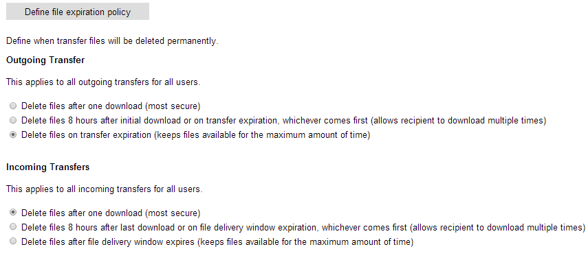 File Expiration Settings